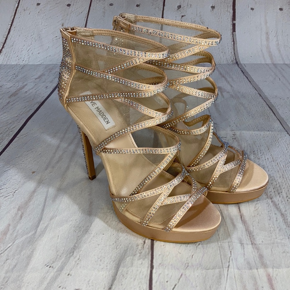 Steve Madden mesh rhinestone heels